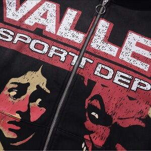 Black Graphic Zip-Up Hoodie